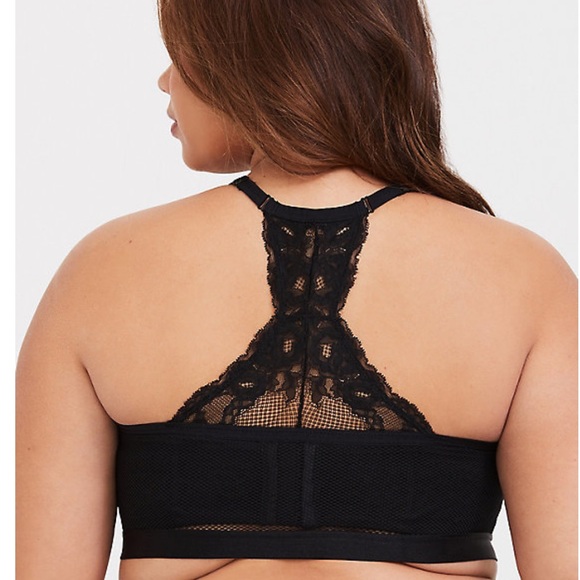 Torrid black mesh & Lace Halter Racerback Bralette - Picture 3 of 4